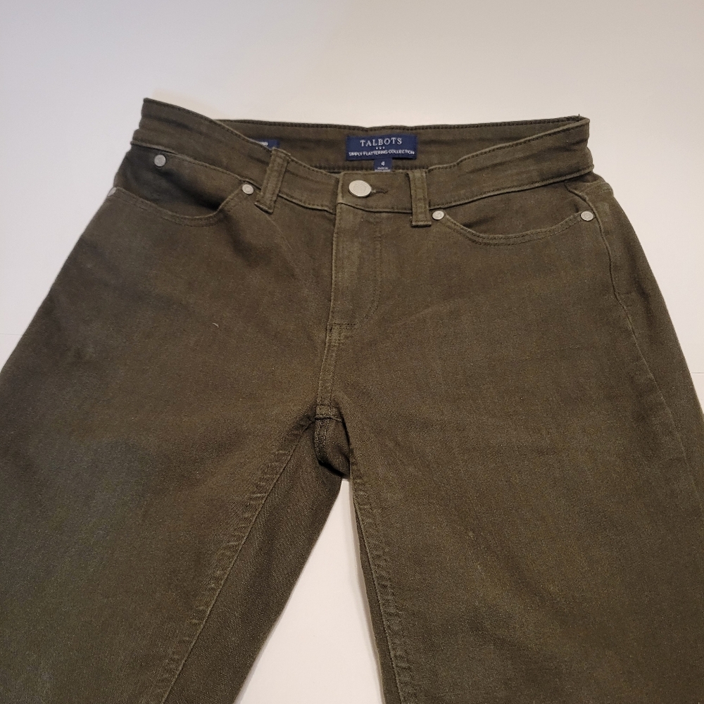 Talbots Simply Flattering Jegging Jeans Womens 4 (28x28) Green 5 Pocket Mid Rise - Picture 3 of 10